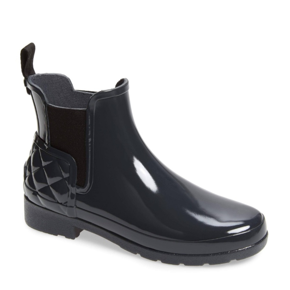 Hunter Chelsea Boots- Refined Gloss Quilt in Dark Slate